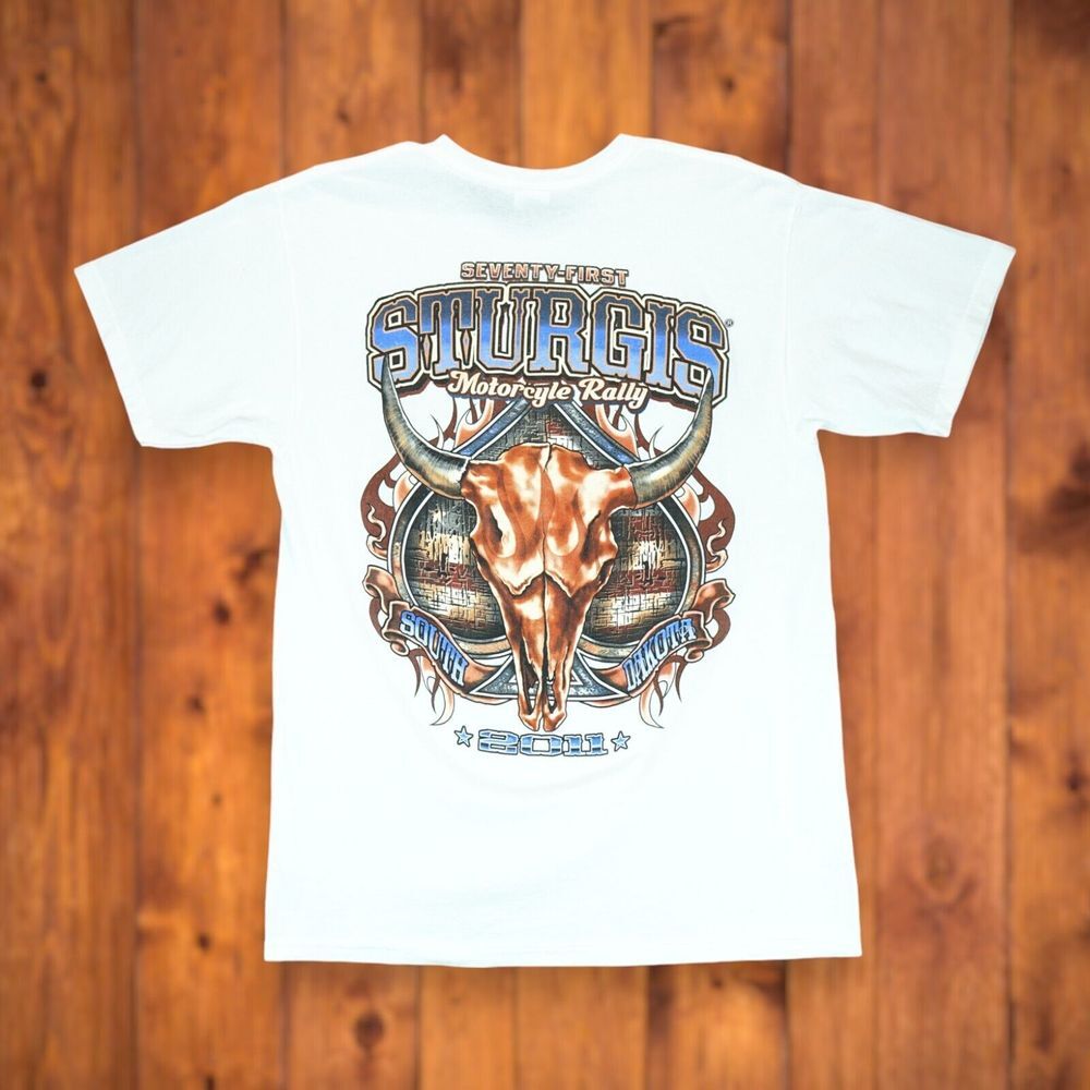 Official 71 Sturgis Motorcycle Rally Size‎ Large T-Shirt Tee 2011 Double Sided
